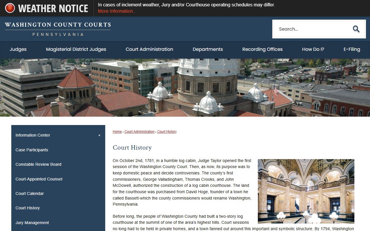 Washington County Clerk of Courts criminal files at historic courthouse