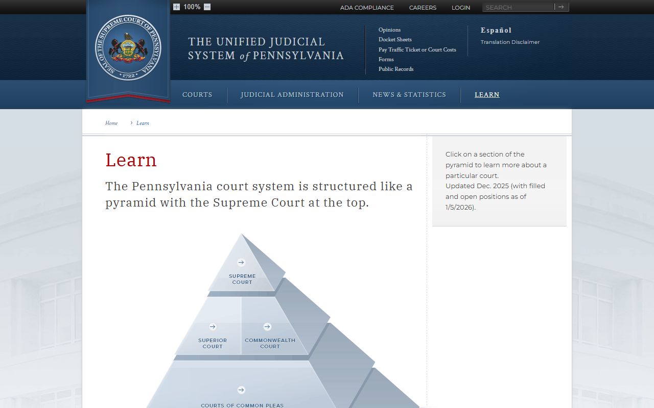 Washington County court dockets Pennsylvania court structure source