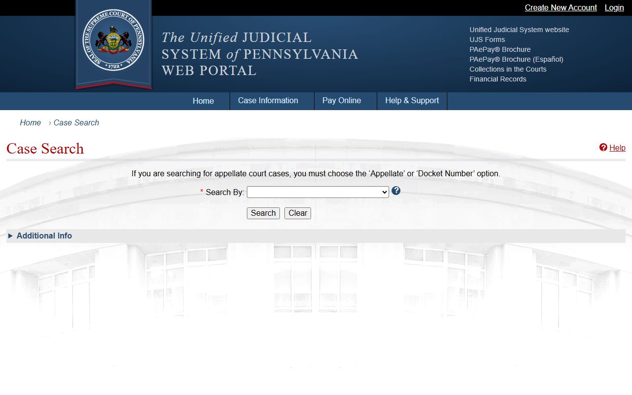 Washington County court dockets Pennsylvania UJS case search