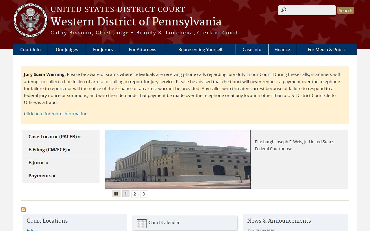 Washington County Court of Common Pleas records and federal court distinction