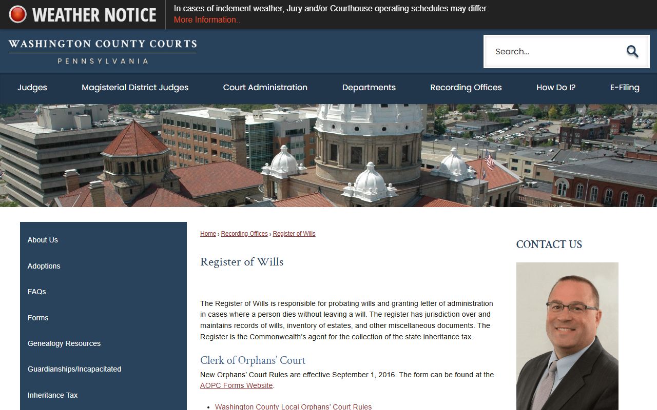 Washington County marriage records Register of Wills office