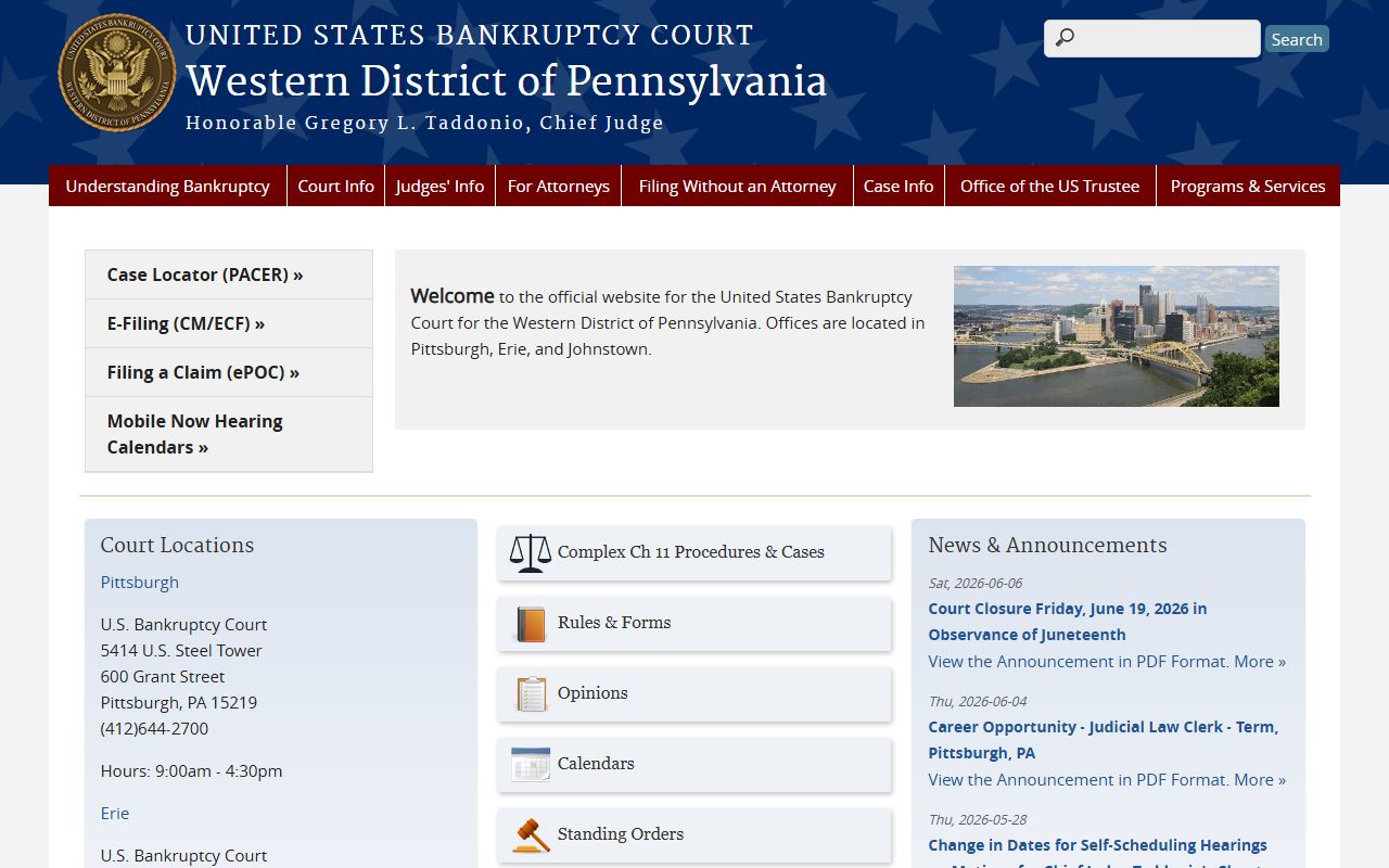 Washington County probate records Western District bankruptcy court
